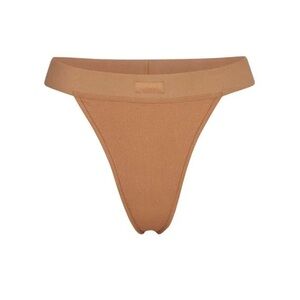 NWT SKIMS Cotton Rib Thong In Camel